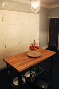 Gorgeous kitchen renovation project, white cabinets from IKEA and dark natural stone floors with Carrara marble backsplash Gorgeous kitchen renovation project, white cabinets from IKEA and dark natural stone floors with Carrara marble backsplash